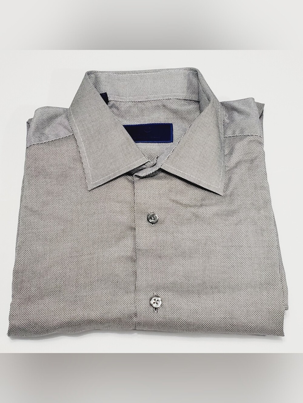 David Donahue Men's Dress Shirt Gray Geometric  17.5-36/37" Spread Collar
